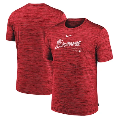 T-shirt d'entraînement Nike Velocity Performance Authentic Collection des Atlanta Braves pour homme, rouge, rouge