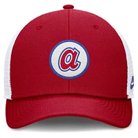 Casquette ajustable Nike Cooperstown Collection Rise Trucker pour homme des Braves d'Atlanta rouges