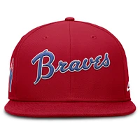 Casquette ajustée Nike Cooperstown True Performance pour homme des Braves d'Atlanta rouge