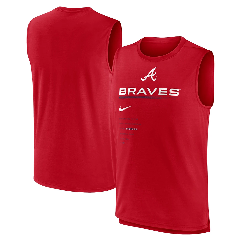 Débardeur Nike pour homme Atlanta Braves Exceed Performance rouge