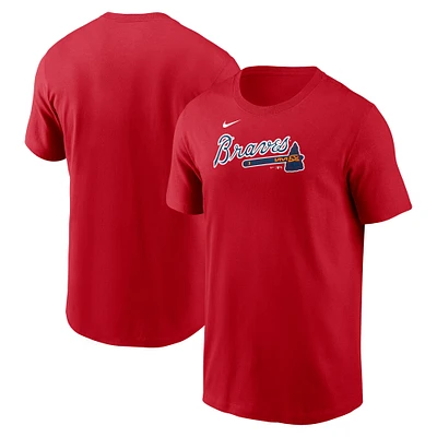 T-shirt Nike rouge pour hommes des Atlanta Braves Fuse Wordmark