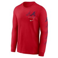 Men's Nike Red Atlanta Braves Team Slider Tri-Blend - Long Sleeve T-Shirt