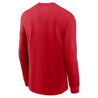 Men's Nike Red Atlanta Braves Team Slider Tri-Blend - Long Sleeve T-Shirt