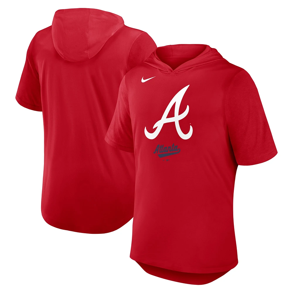 Men's Nike Red Atlanta Braves Tri-Blend Hoodie T-Shirt