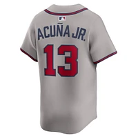 Maillot Nike Ronald Acuña Jr. pour homme, gris, Atlanta Braves Road Limited, joueur