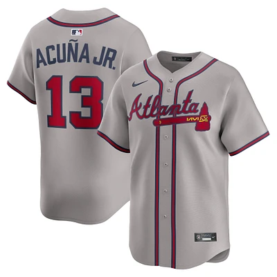 Maillot Nike Ronald Acuña Jr. pour homme, gris, Atlanta Braves Road Limited, joueur