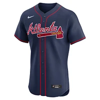 Maillot Nike Ronald Acuña Jr. pour homme, bleu marine, joueur d'élite alternatif des Braves d'Atlanta