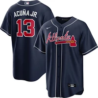 Maillot Nike Ronald Acuña Jr. pour homme, réplique alternative des Braves d'Atlanta, grand et grand, bleu marine