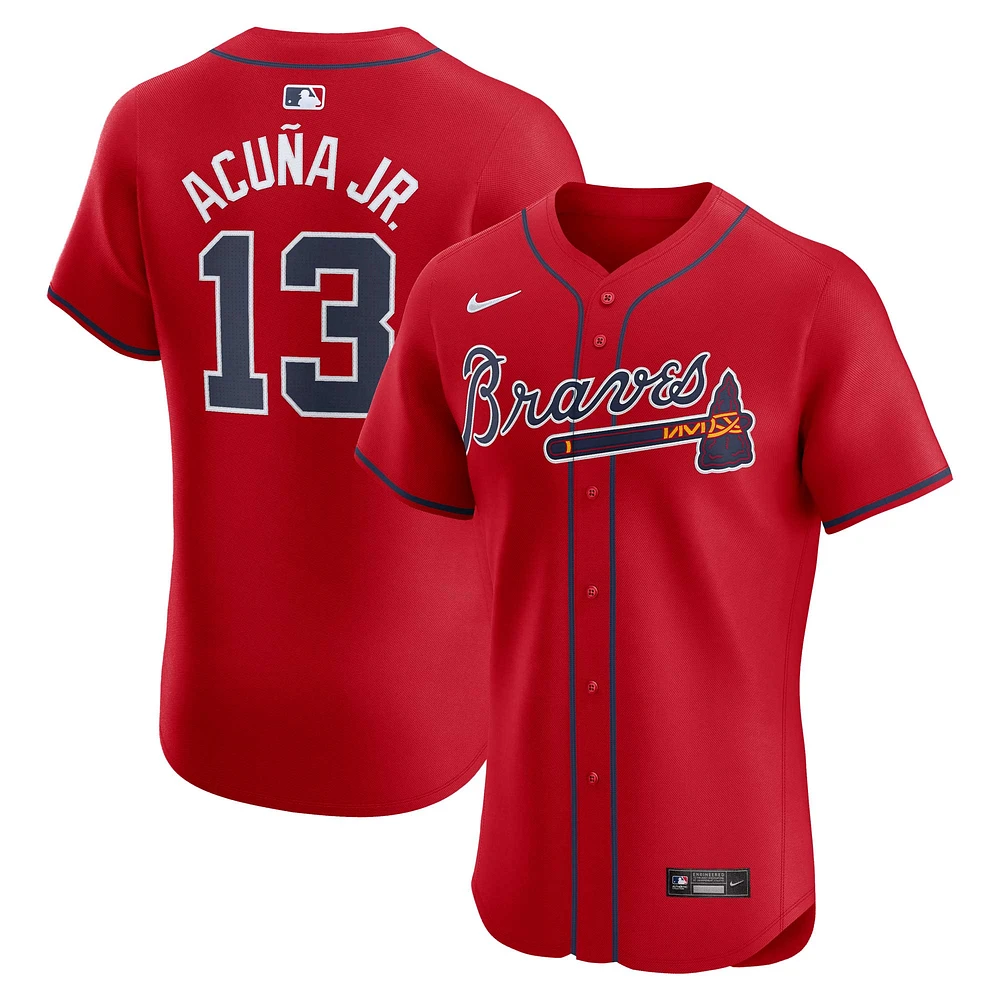 Maillot de joueur d'élite alternatif des Braves d'Atlanta Nike Ronald Acuña Jr. rouge pour homme