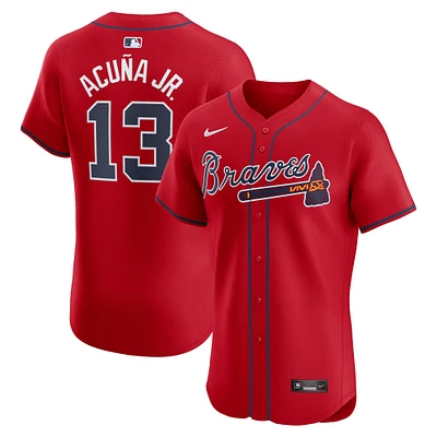 Men's Nike Ronald Acuña Jr. Red Atlanta Braves Alternate Elite Player Jersey