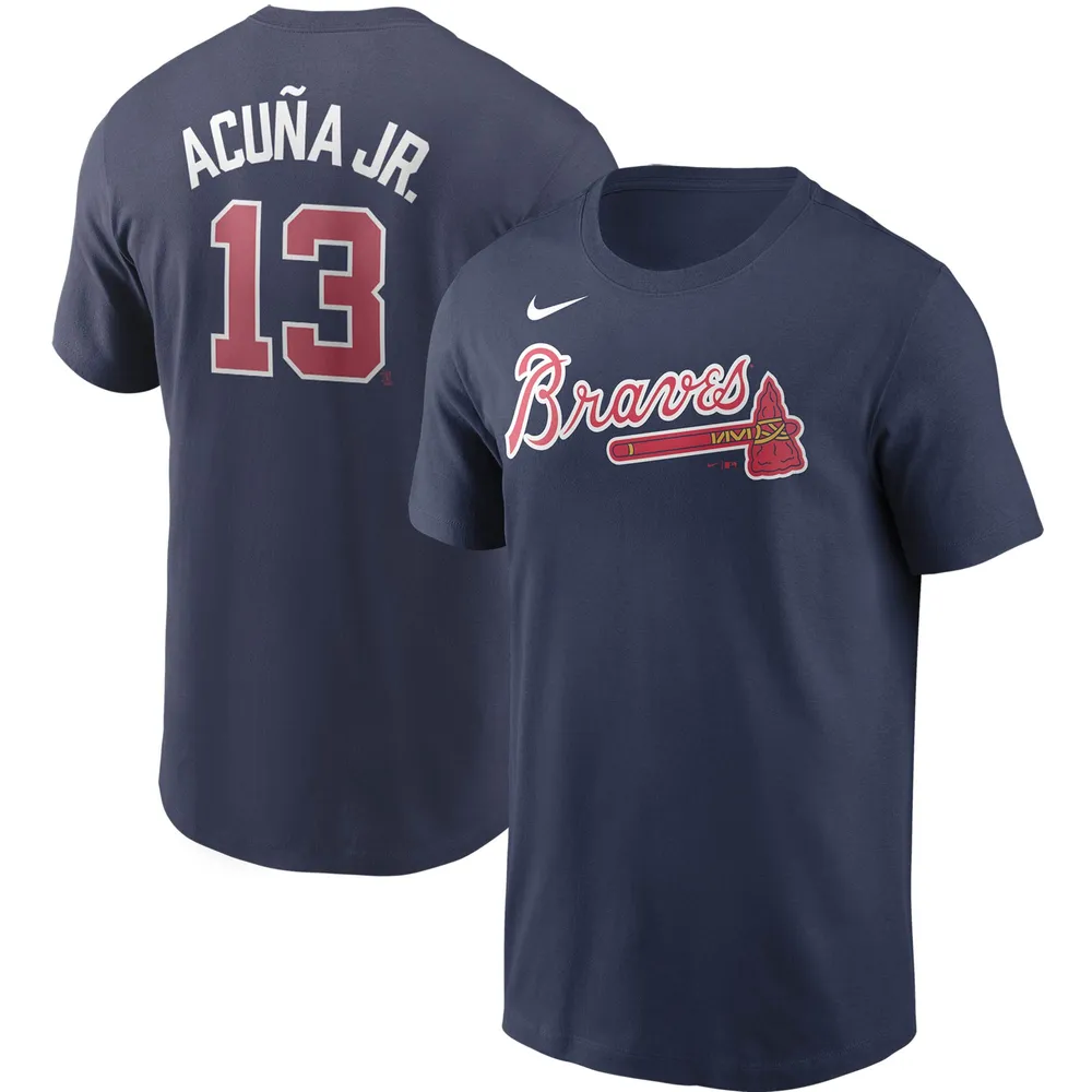 Atlanta Braves Ronald Acuna Jr. T-Shirt from Homage. | Ash | Vintage Apparel from Homage.