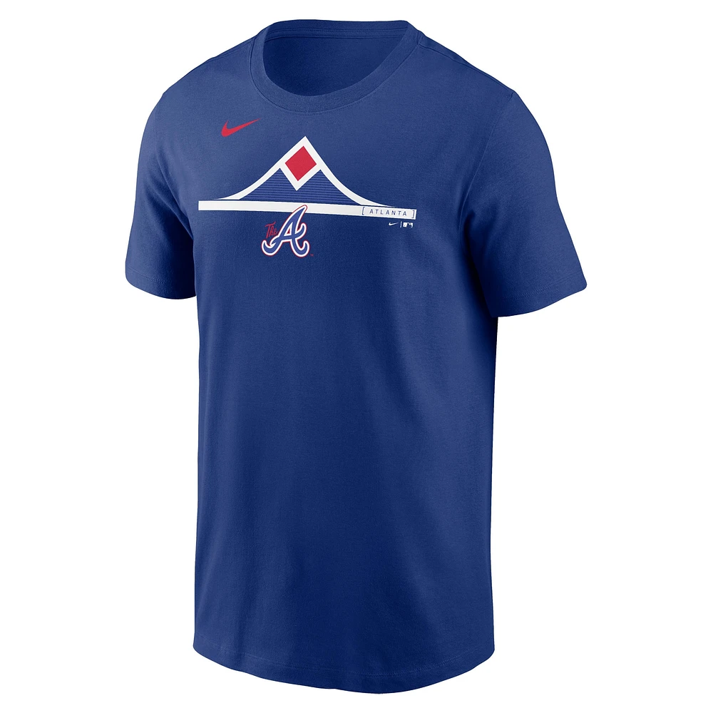 T-shirt Nike Royal Atlanta Braves 2-Hit Speed ​​City Connect pour homme