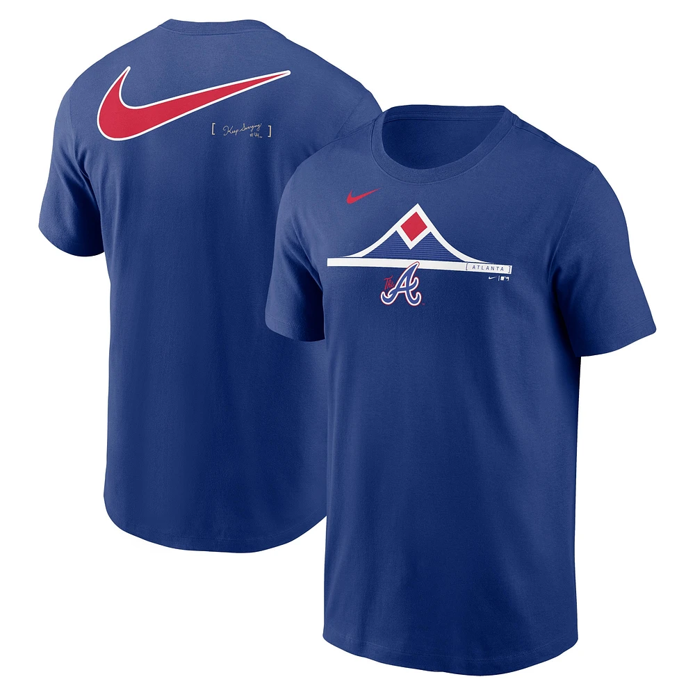 T-shirt Nike Royal Atlanta Braves 2-Hit Speed ​​City Connect pour homme