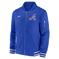 Blouson aviateur entièrement zippé Nike Royal Atlanta Braves City Connect Authentic Collection Game Time pour homme