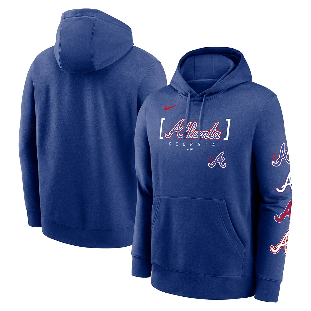 Sweat à capuche Nike Royal Atlanta Braves City Connect Club pour homme