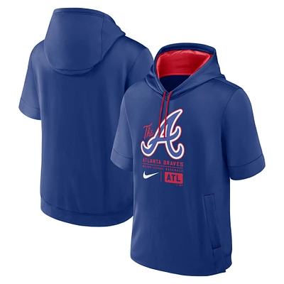 Sweat à capuche manches courtes Nike Royal Atlanta Braves City Connect Color Block pour homme