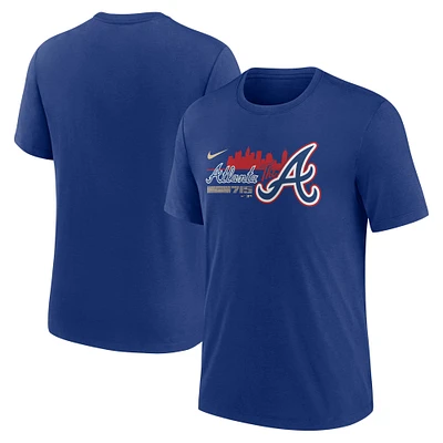 T-shirt tri-mélange Nike Royal Atlanta Braves City Connect pour homme