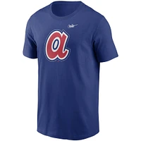 T-shirt avec logo Nike Royal Atlanta Braves de la collection Cooperstown pour homme