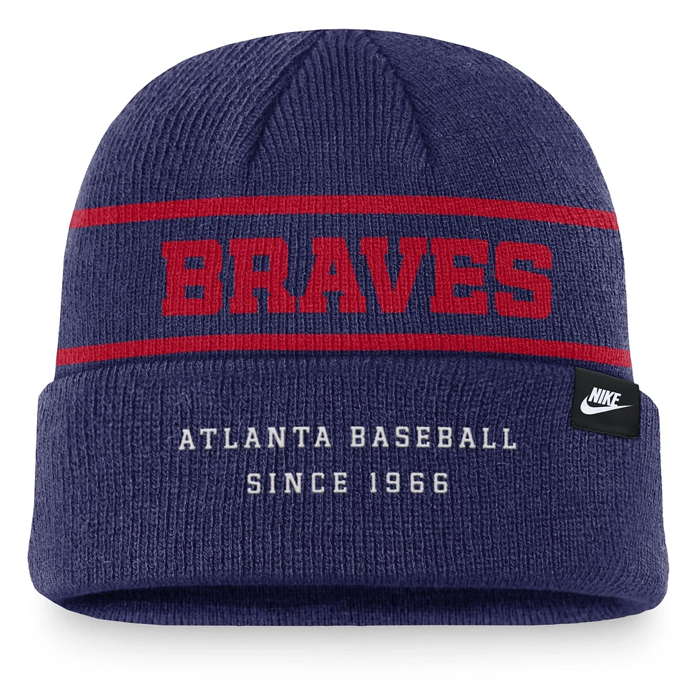 Bonnet en tricot à revers Nike Royal Atlanta Braves Cooperstown Collection Rewind Terra pour homme