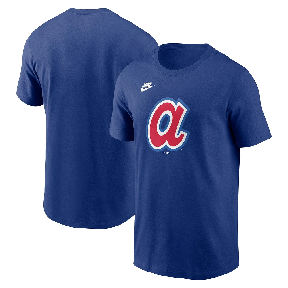 T-shirt avec logo de l'équipe Nike Royal Atlanta Braves Cooperstown Collection pour homme