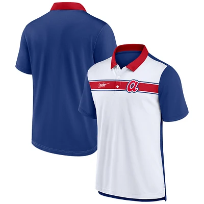 Polo Rewind Stripe Nike Blanc/Royal Atlanta Braves pour Homme