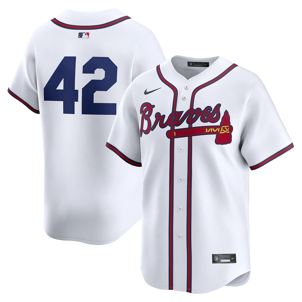 Maillot Nike blanc Atlanta Braves 2024 Jackie Robinson Day Home Limited pour homme