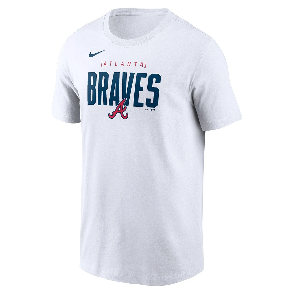 Men's Nike White Atlanta Braves Home Team Bracket Stack T-Shirt