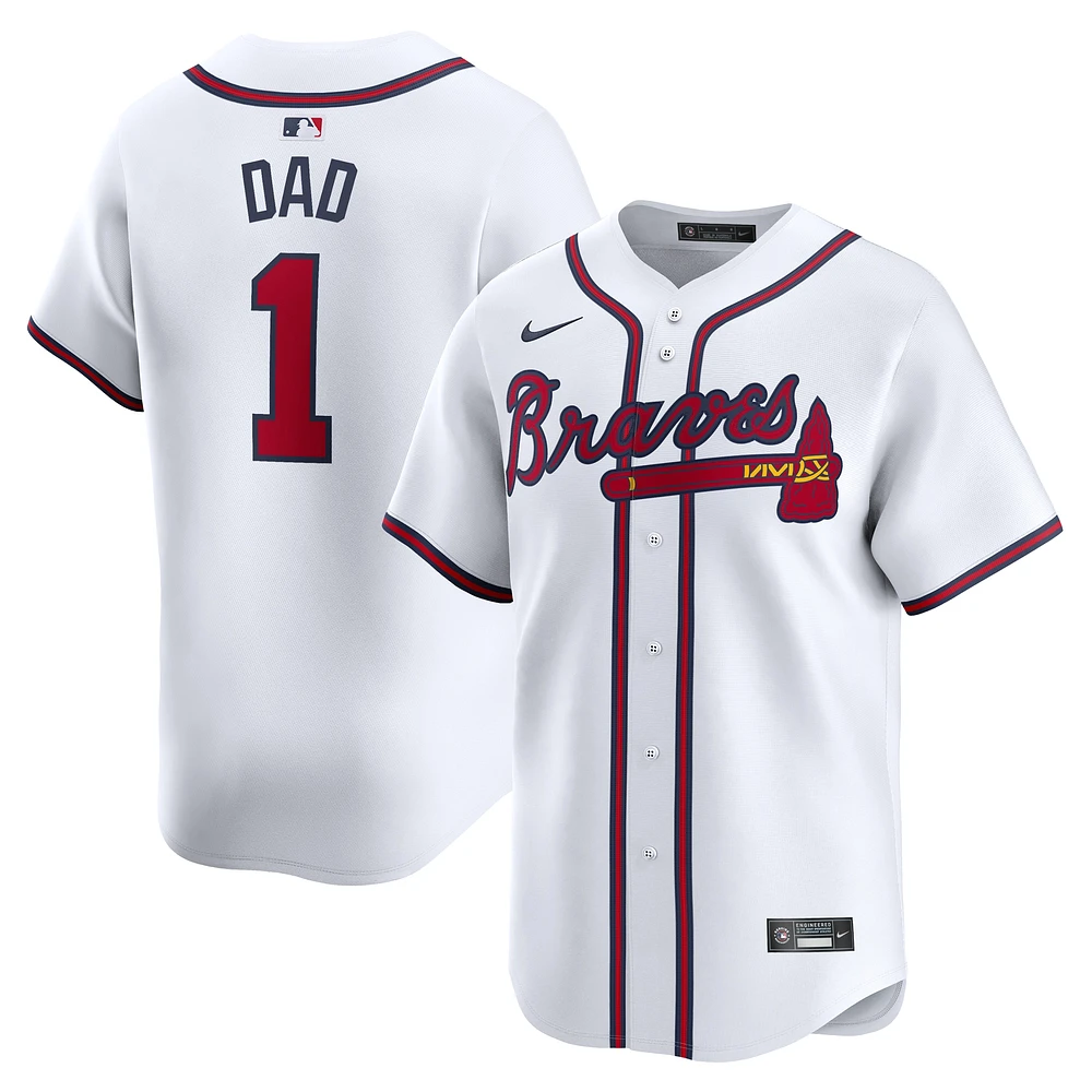 Maillot Nike pour hommes Atlanta Braves #1 Dad Home Limited blanc