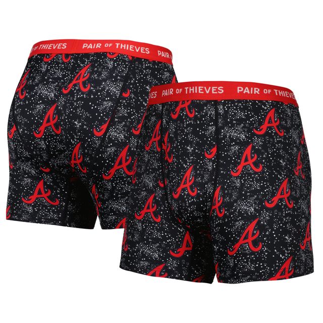 Paire de voleurs pour homme gris/noir Atlanta Braves Super Fit 2-Pack Boxer Briefs Set