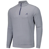 Men's Peter Millar Navy Atlanta Braves Perth Sugar Stripe Performance Quarter-Zip Top