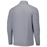 Men's Peter Millar Navy Atlanta Braves Perth Sugar Stripe Performance Quarter-Zip Top