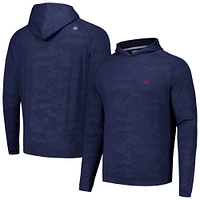 Men's Peter Millar Navy Atlanta Braves Pine Logo Camo Performance Raglan Pullover Hoodie