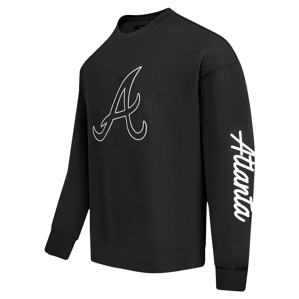 Men's Pro Standard Black Atlanta Braves Paint The City Dropped Shoulder Pullover Sweatshirt