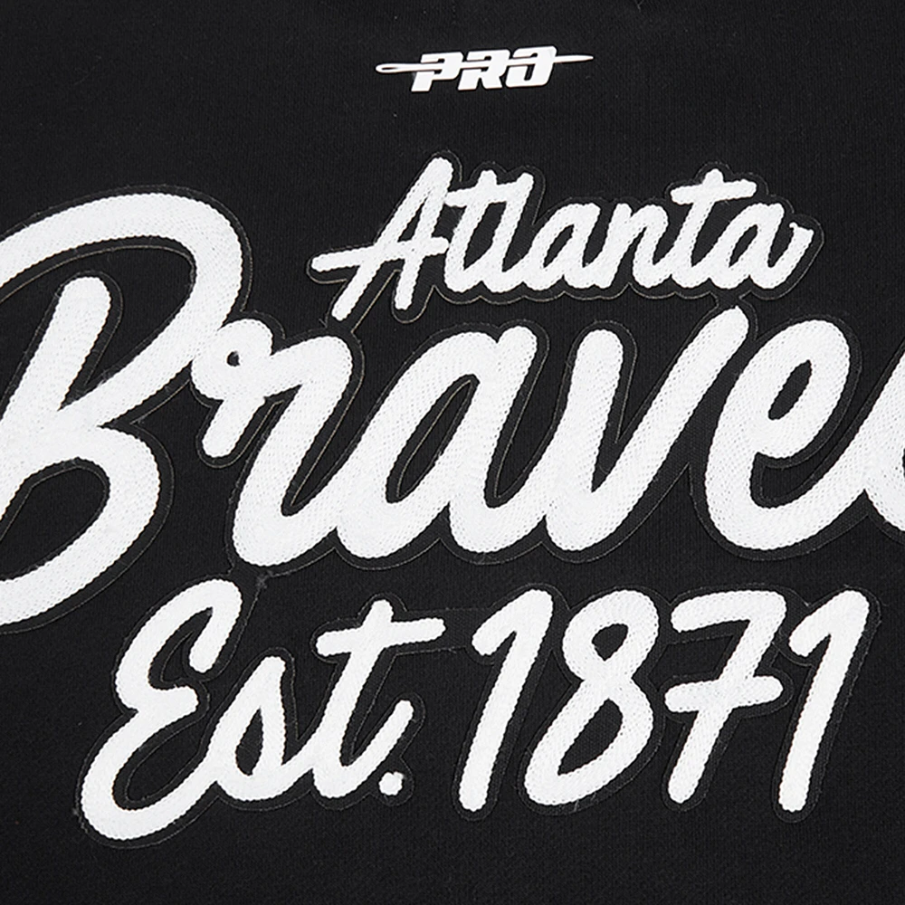 Men's Pro Standard Black Atlanta Braves Paint The City Dropped Shoulder Pullover Sweatshirt