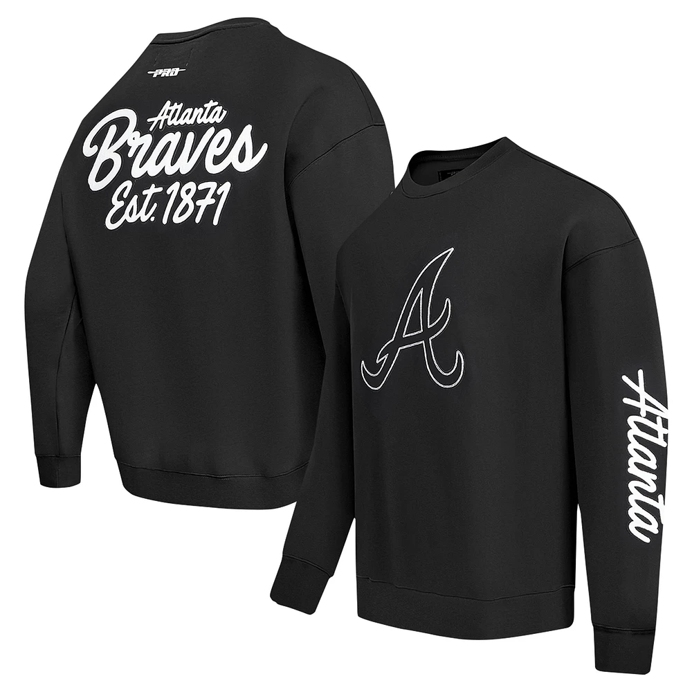 Sweat-shirt à épaules tombantes Pro Standard pour homme Atlanta Braves Paint The City noir