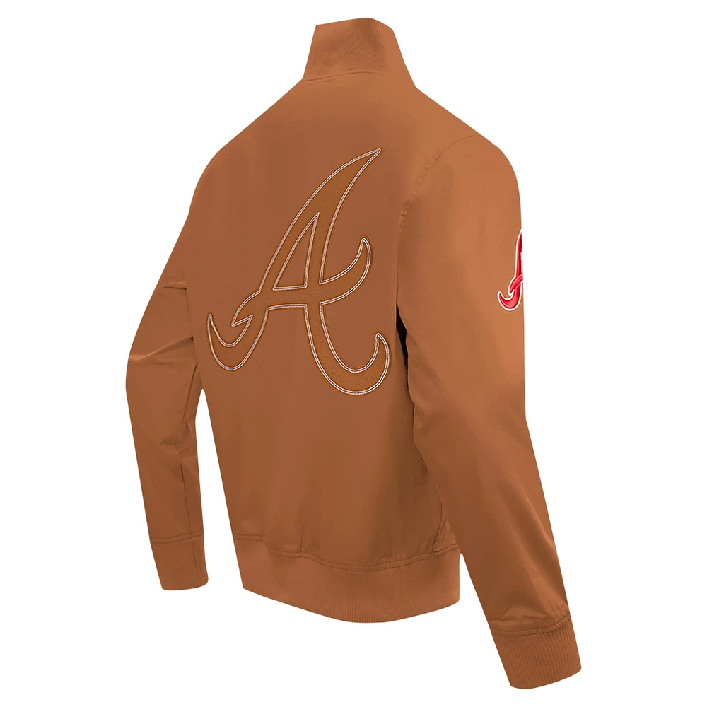 Men's Pro Standard Brown Atlanta Braves Paint The City Twill Full-Zip Jacket