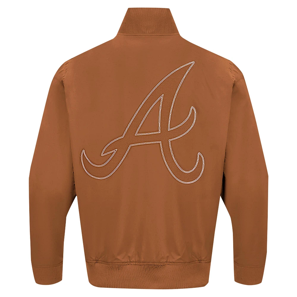 Men's Pro Standard Brown Atlanta Braves Paint The City Twill Full-Zip Jacket