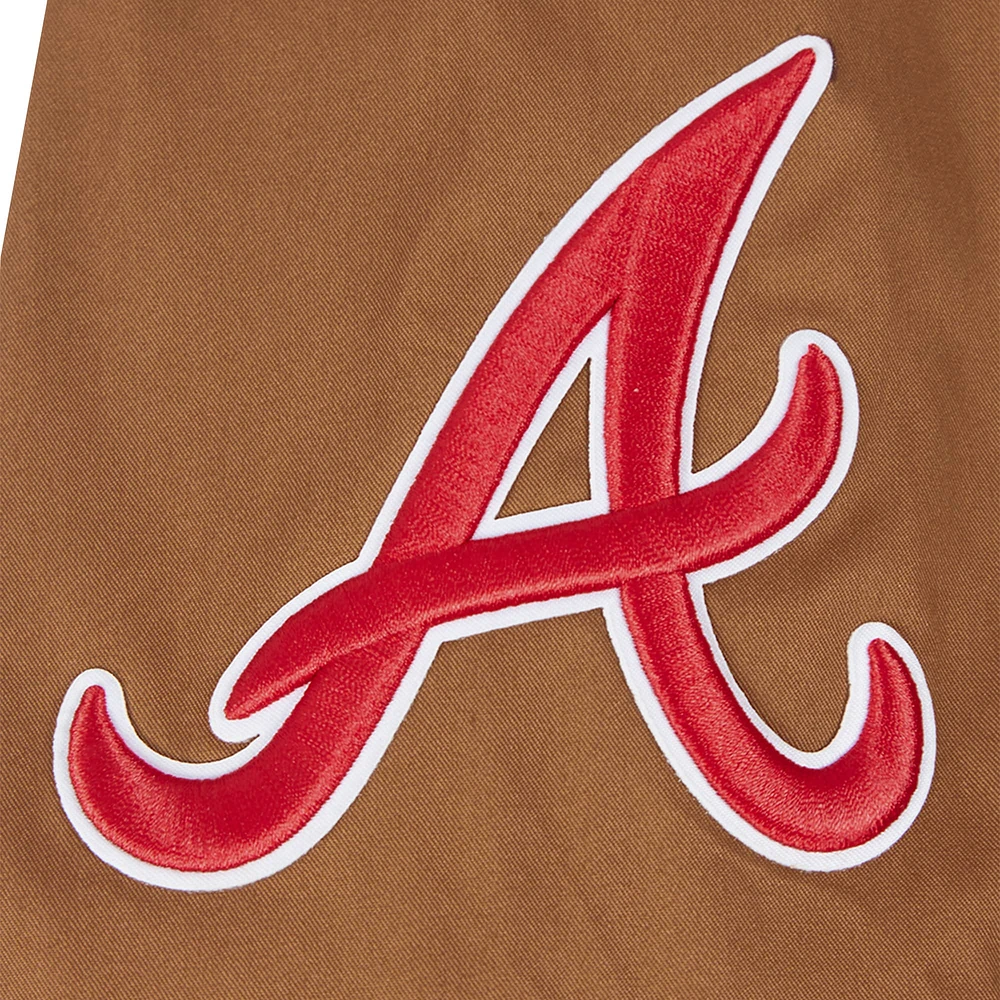 Men's Pro Standard Brown Atlanta Braves Paint The City Twill Full-Zip Jacket