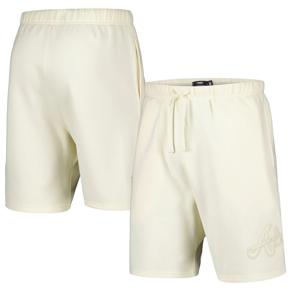 Men's Pro Standard Cream Atlanta Braves Neutral Fleece Shorts