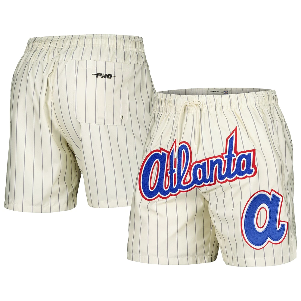 Men's Pro Standard Cream Atlanta Braves Pinstripe Retro Classic Woven Shorts