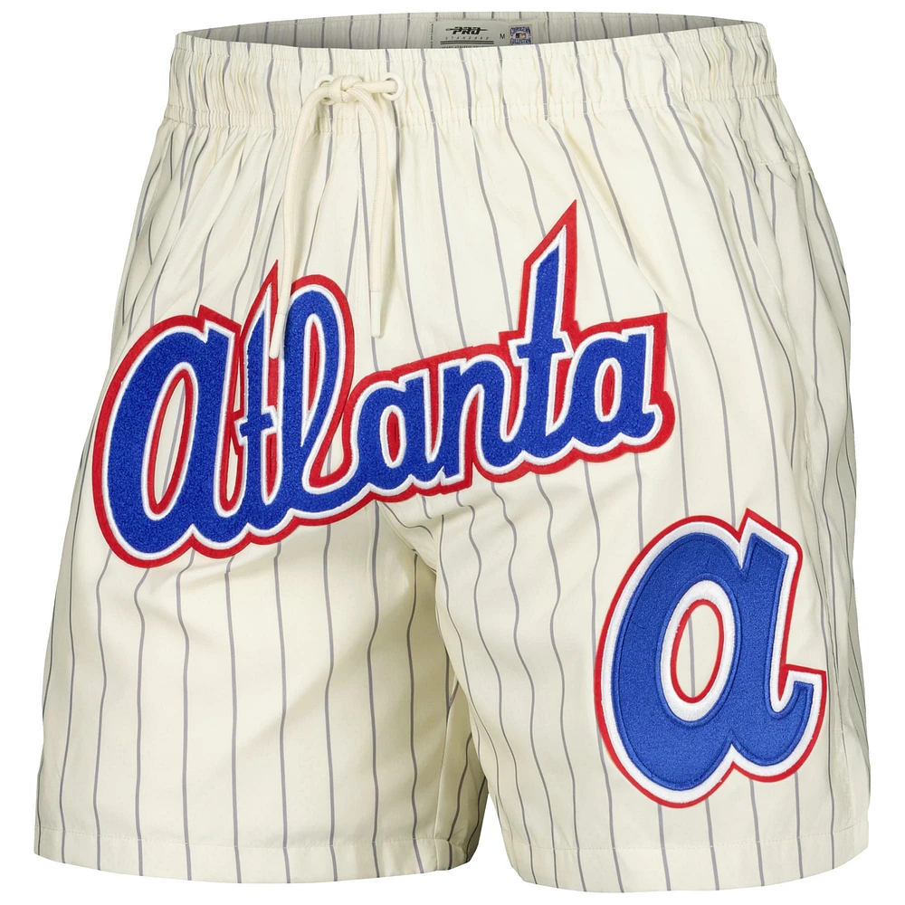 Men's Pro Standard Cream Atlanta Braves Pinstripe Retro Classic Woven Shorts