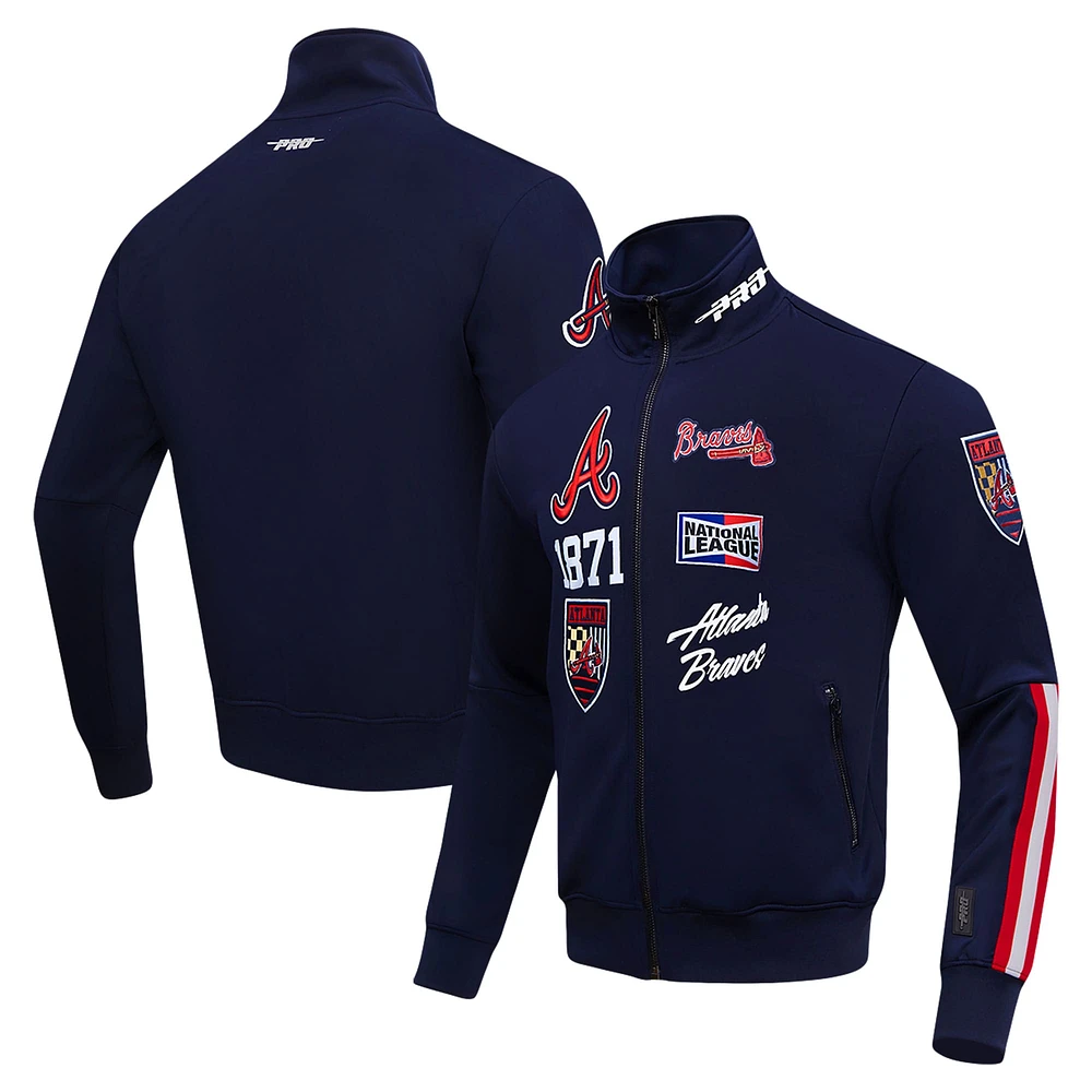 Men's Pro Standard Navy Atlanta Braves Fast Lane Full-Zip Track Jacket