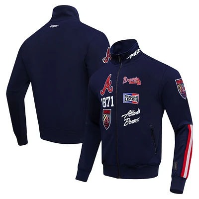 Veste de survêtement entièrement zippée Pro Standard Atlanta Braves Fast Lane pour hommes, bleu marine