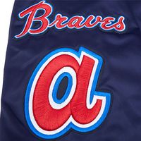 Men's Atlanta Braves Pro Standard Navy Old English Satin Full-Snap Varsity  Jacket