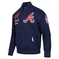 Men's Pro Standard Navy Atlanta Braves Twill Full-Zip Jacket