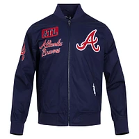 Men's Pro Standard Navy Atlanta Braves Twill Full-Zip Jacket