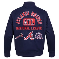 Men's Pro Standard Navy Atlanta Braves Twill Full-Zip Jacket