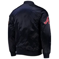 Men's Pro Standard Navy Atlanta Braves Wordmark Satin Full-Snap Jacket
