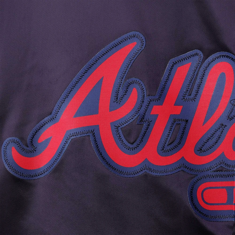 Men's Pro Standard Navy Atlanta Braves Wordmark Satin Full-Snap Jacket