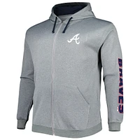 Men's Profile Ash Atlanta Braves Big & Tall Pullover Hoodie